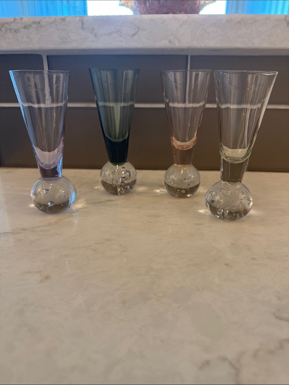 Colored Bubble-Base Shot Glasses - Set of 4